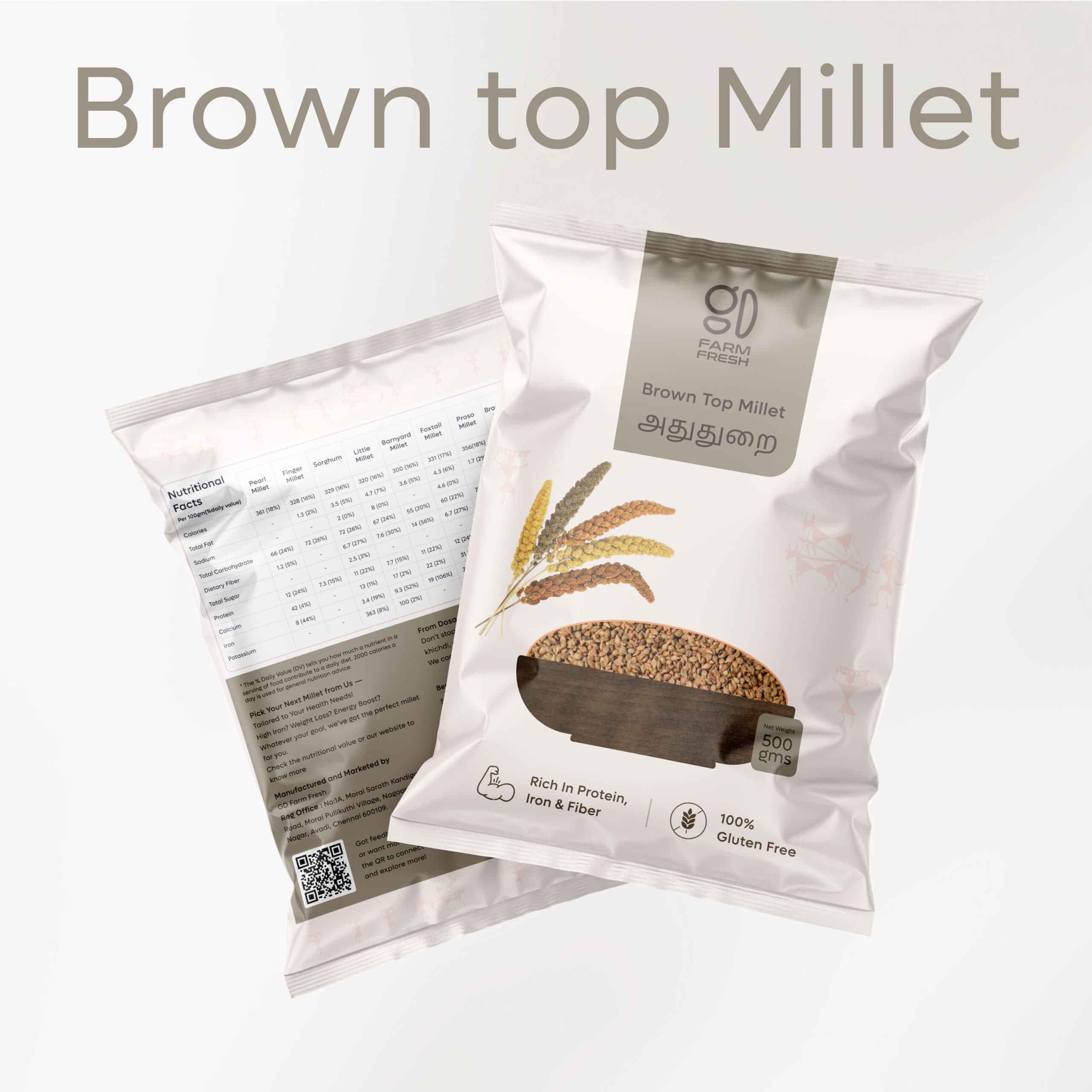 Brown Top Millet (Adhuthurai), Gluten-free Whole Grain